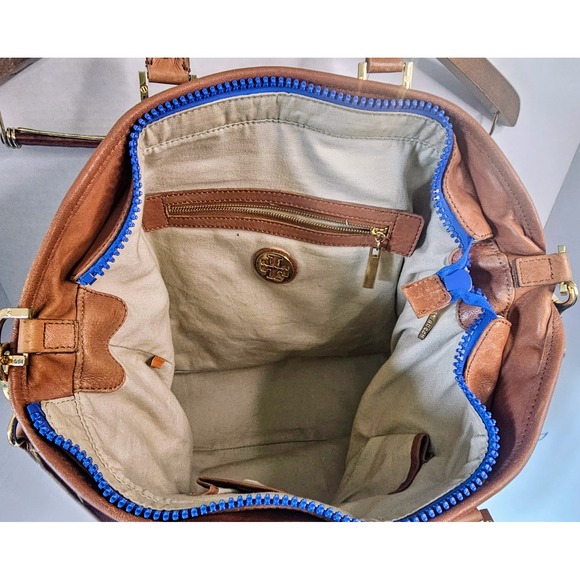 Tory Burch Royal Blue Bobby‎ Quilted Nylon Leather Tote Shoulder Bag SEE PICS - Picture 11 of 15